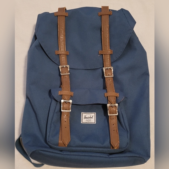 Herschel Supply Company Little America Navy Blue with Brown Trim 21L Backpack - Picture 3 of 15
